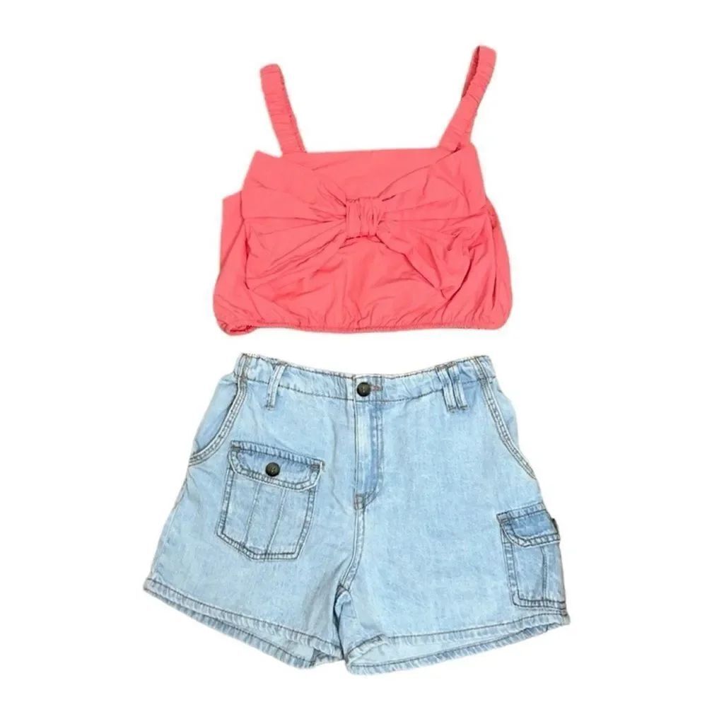Zara Girls Blue & Coral Shorts Set(Size 11-12yrs)